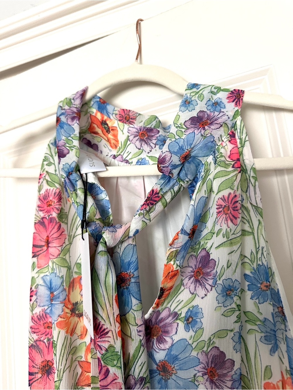 NWT Sugarlips Floral Halter Maxi Dress in Blue-Multicolor - Picture 4 of 9